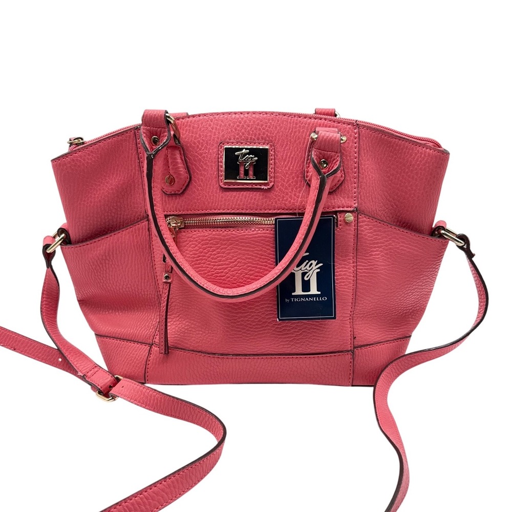 Tignanello Royce Satchel Womens‎ Medium Grapefruit Pink New Pebbled Leather Bag
